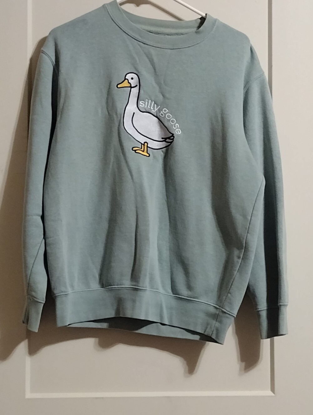 Silly Goose Women's's Light Sage Green Crewneck Sweatshirt